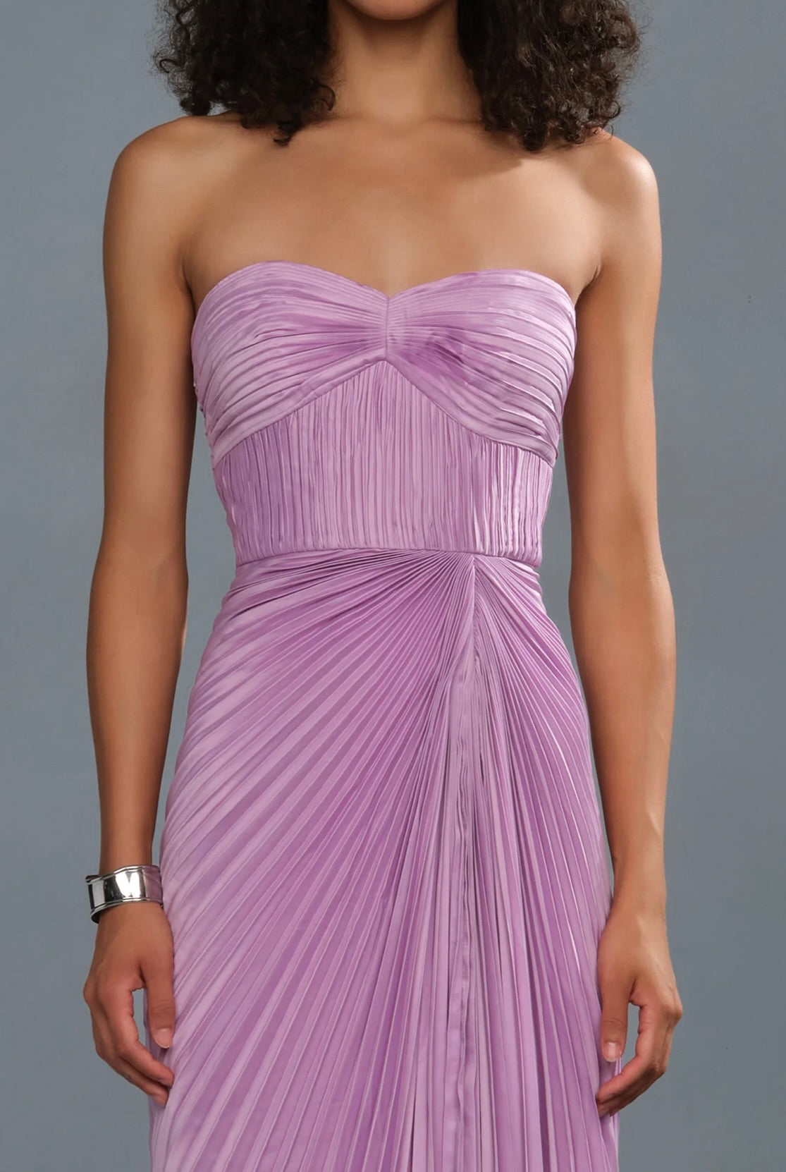 Pink Hyacinth Strapless Pleated A-Line Gown
