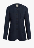 ‌Navy Pinstripe Sculpted Blazer