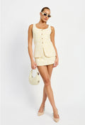 ‌Sleek Yellow Tweed One-Piece