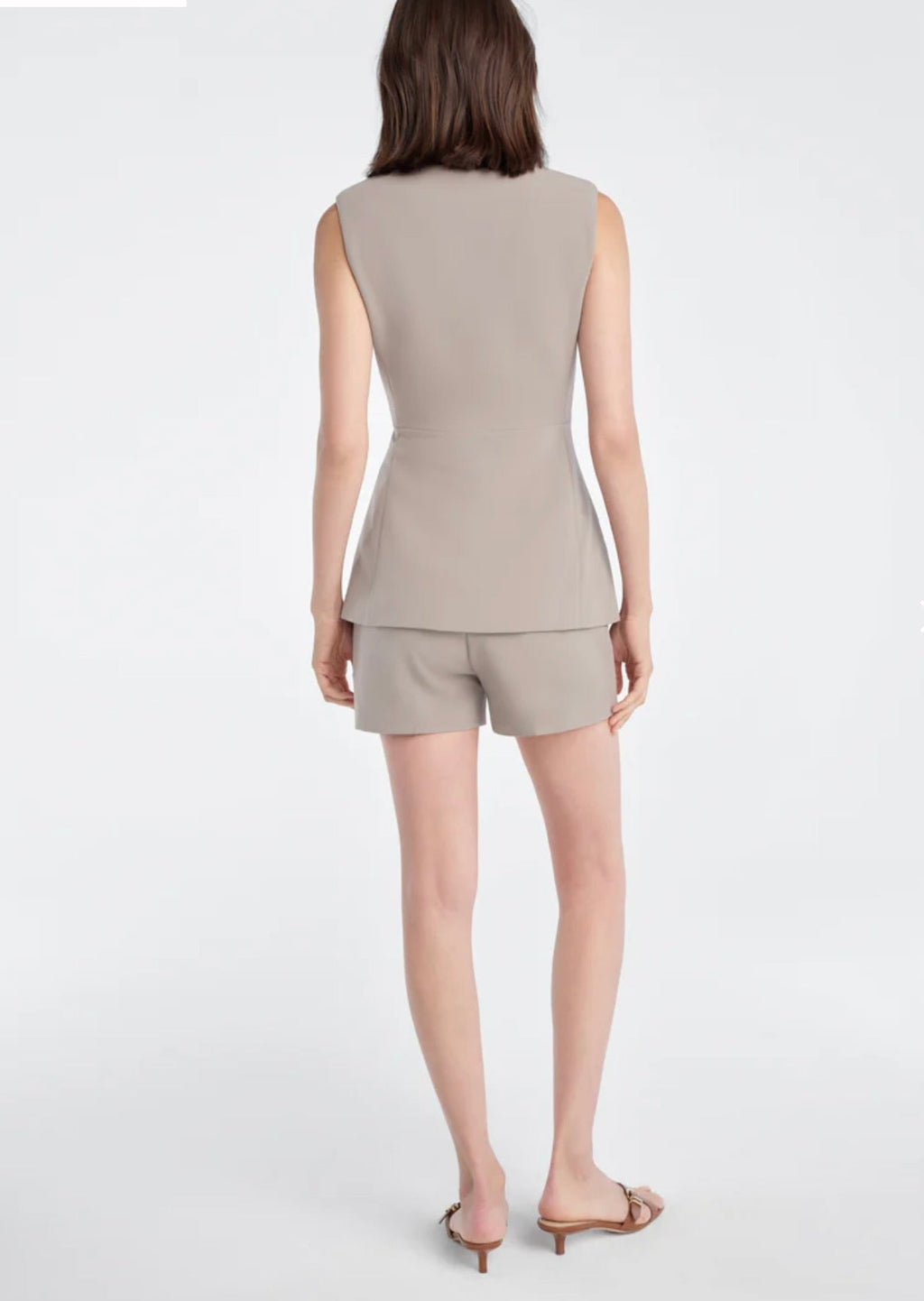 Soft Taupe Exposed Button Vest