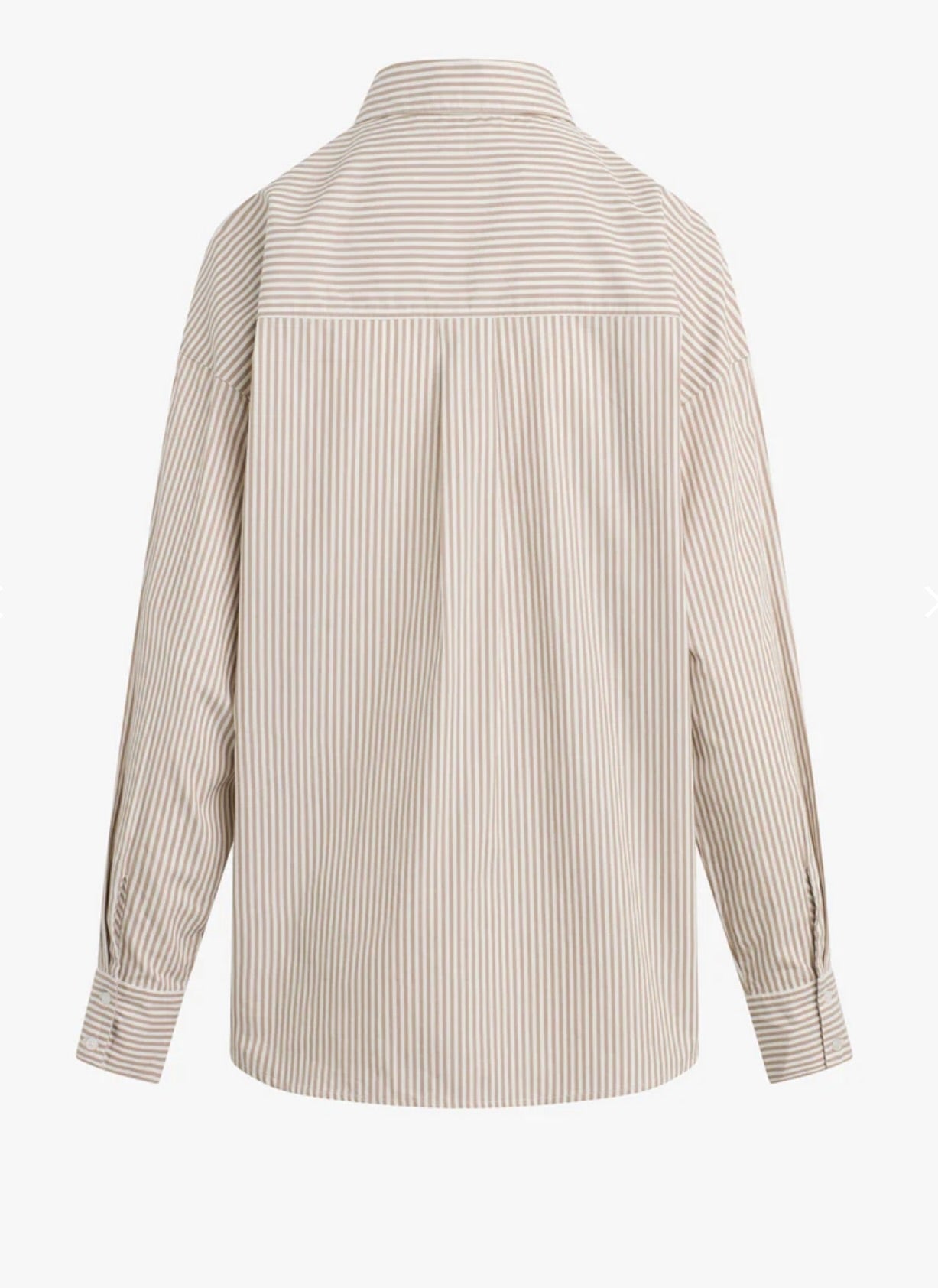 Soft Taupe Stripe Button Shirt