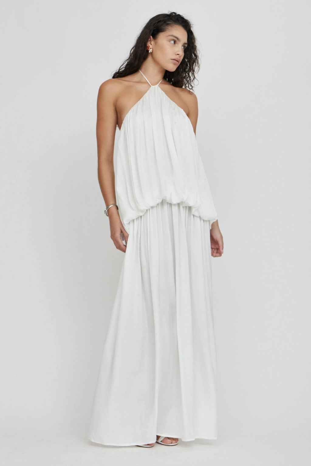 Cloud Halter Maxi Dress with Billowing Silhouette & Scooped Back