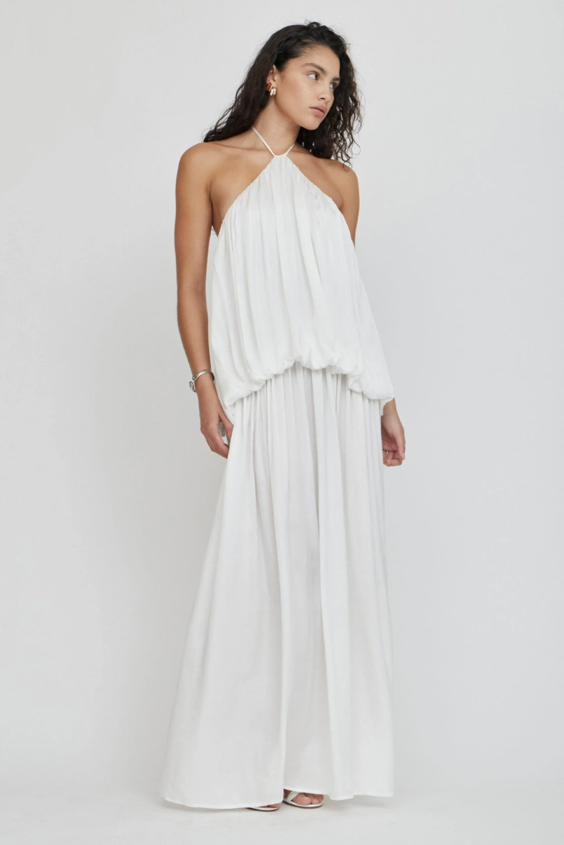 Cloud Halter Maxi Dress with Billowing Silhouette & Scooped Back