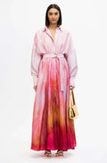 Concealed Gold-Button Front Placket Gown