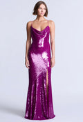 Radiant Fuchsia High-Gloss Sequin Sleeveless Gown
