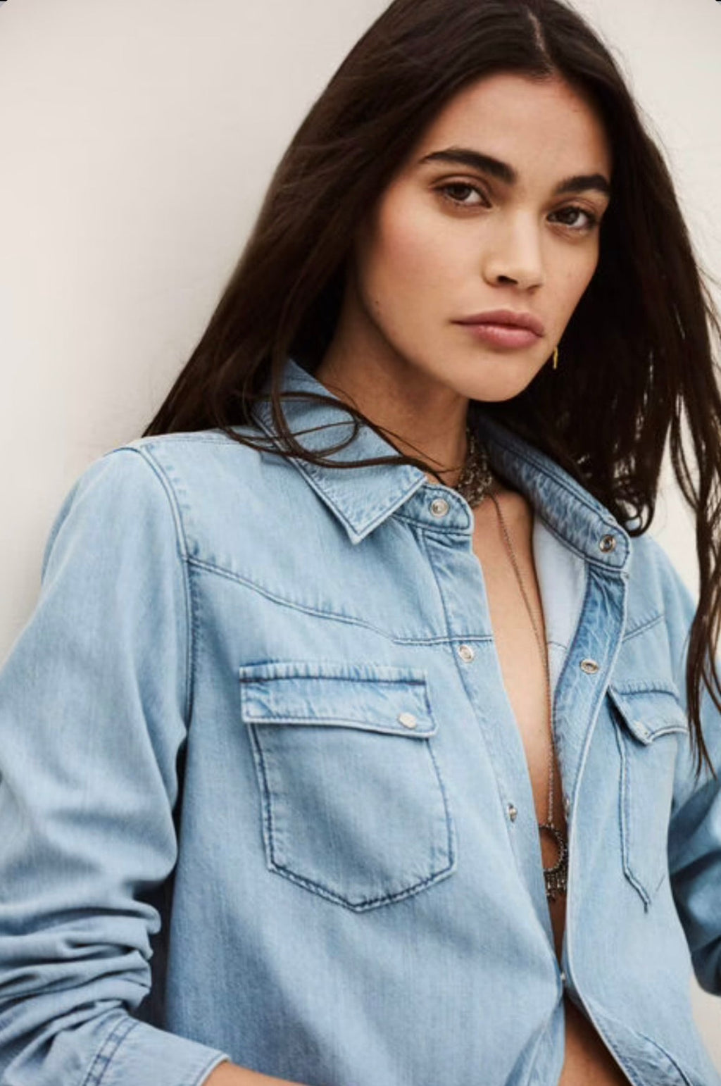 Cloud-Soft Light Blue Denim Button-Down