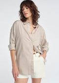 Soft Taupe Stripe Button Shirt
