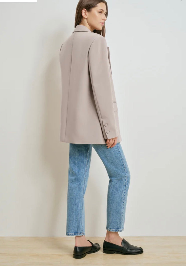‌Soft Taupe Covered Button Blazer