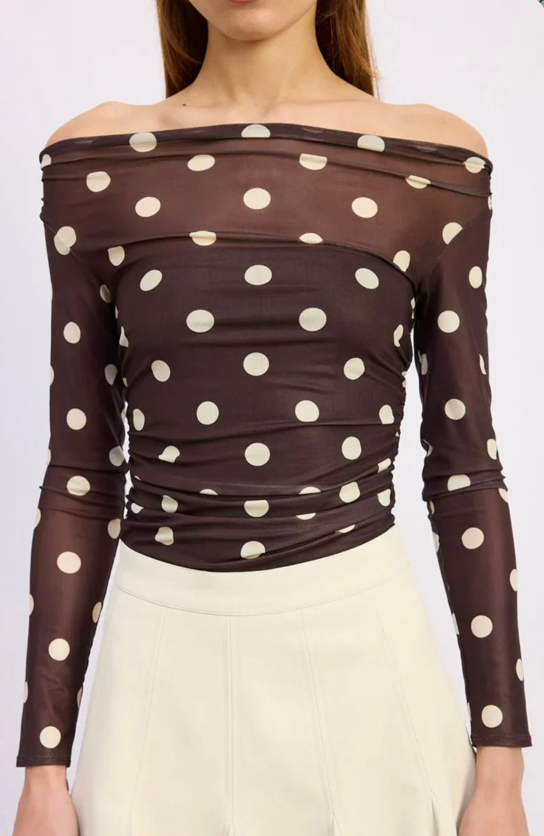 Brown Ivory Mesh Bodysuit
