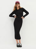 Black High-Rise Knit Midi