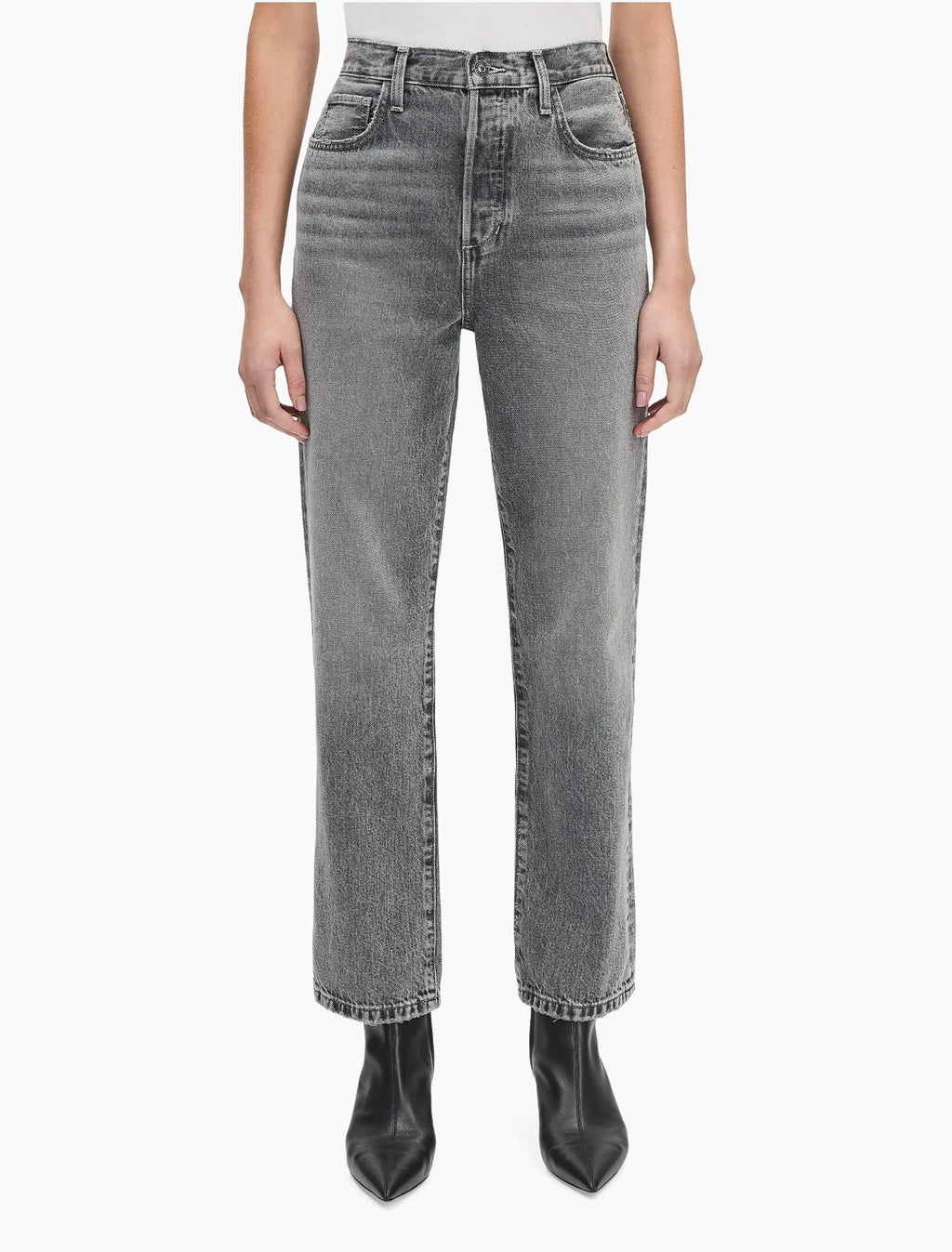 Slight Drop Crotch Medium Blue Casual Denim Pants