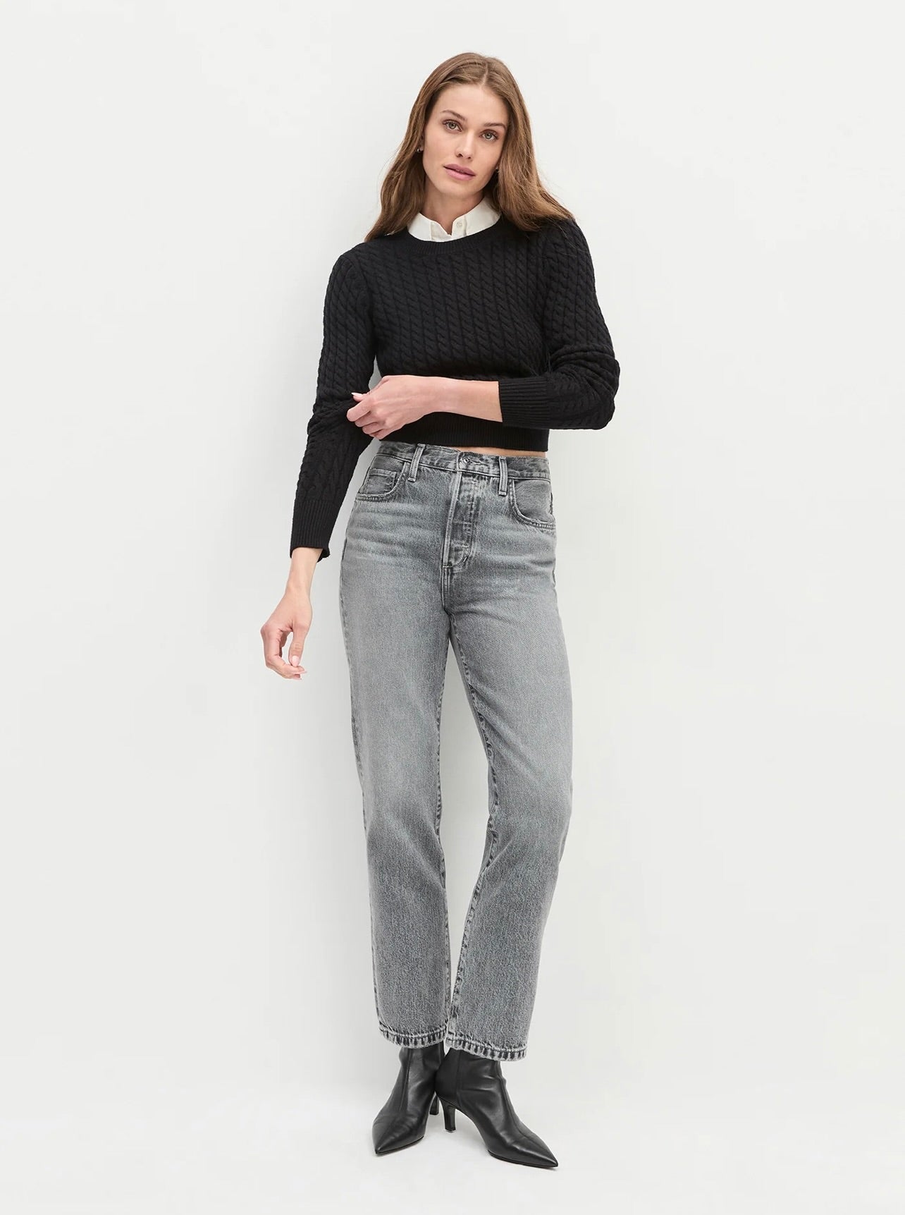 Slight Drop Crotch Medium Blue Casual Denim Pants