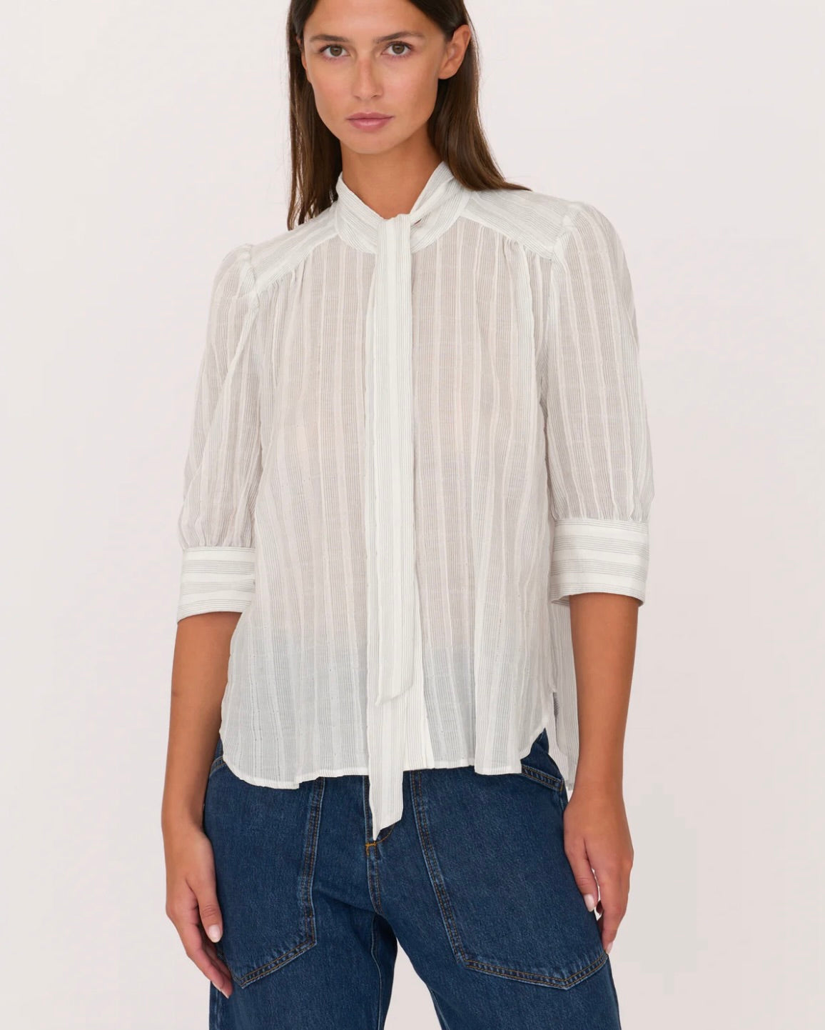 ‌White Stripe Blouse