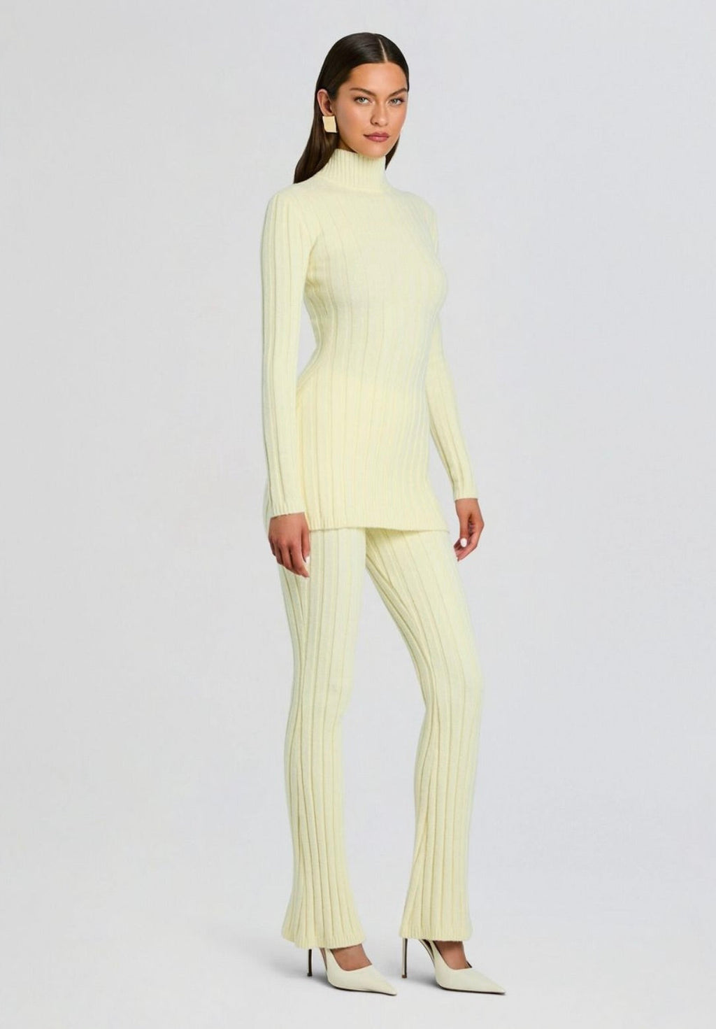 ‌Pastel Yellow Mock Neck Tunic