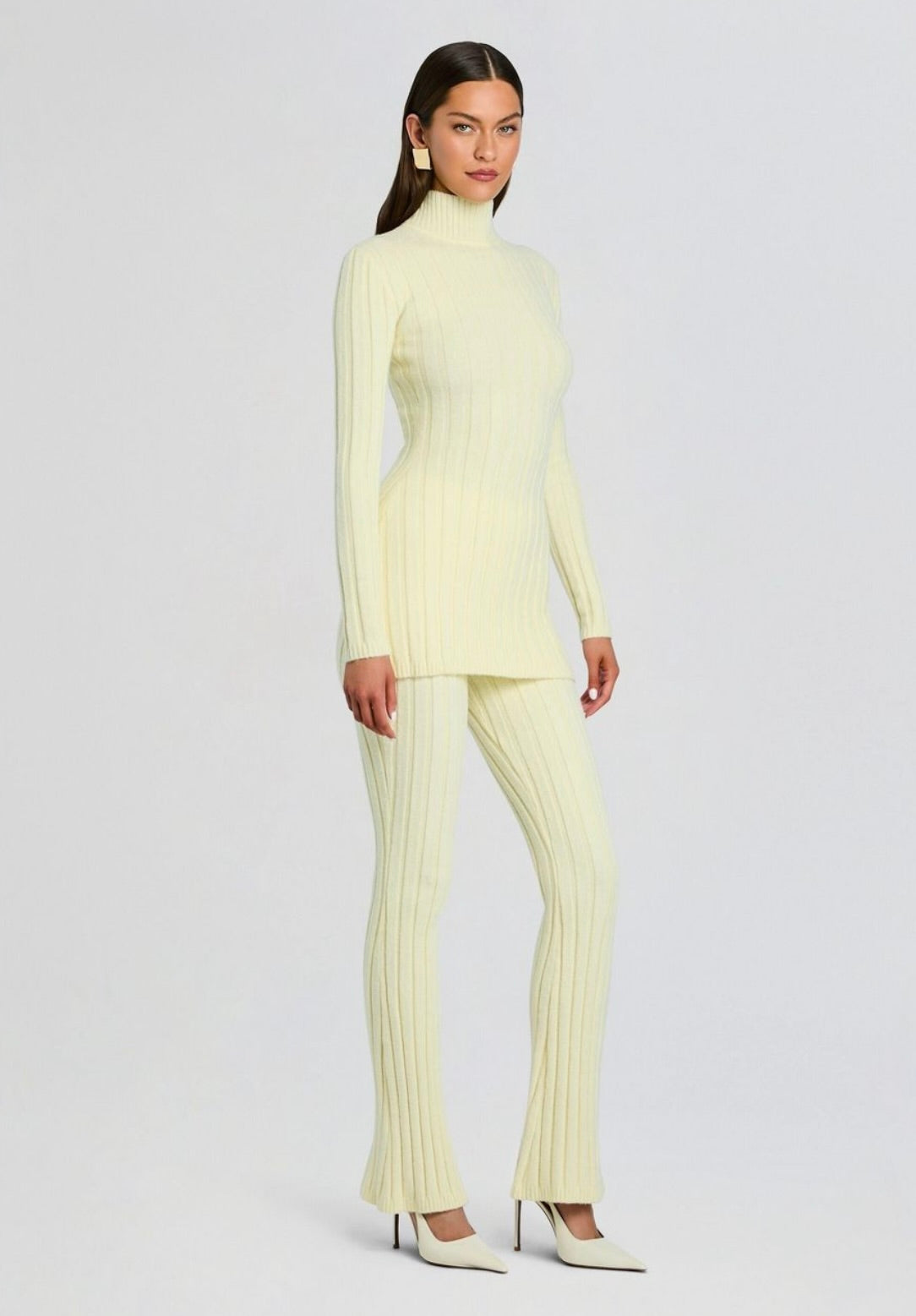‌Pastel Yellow Mock Neck Tunic