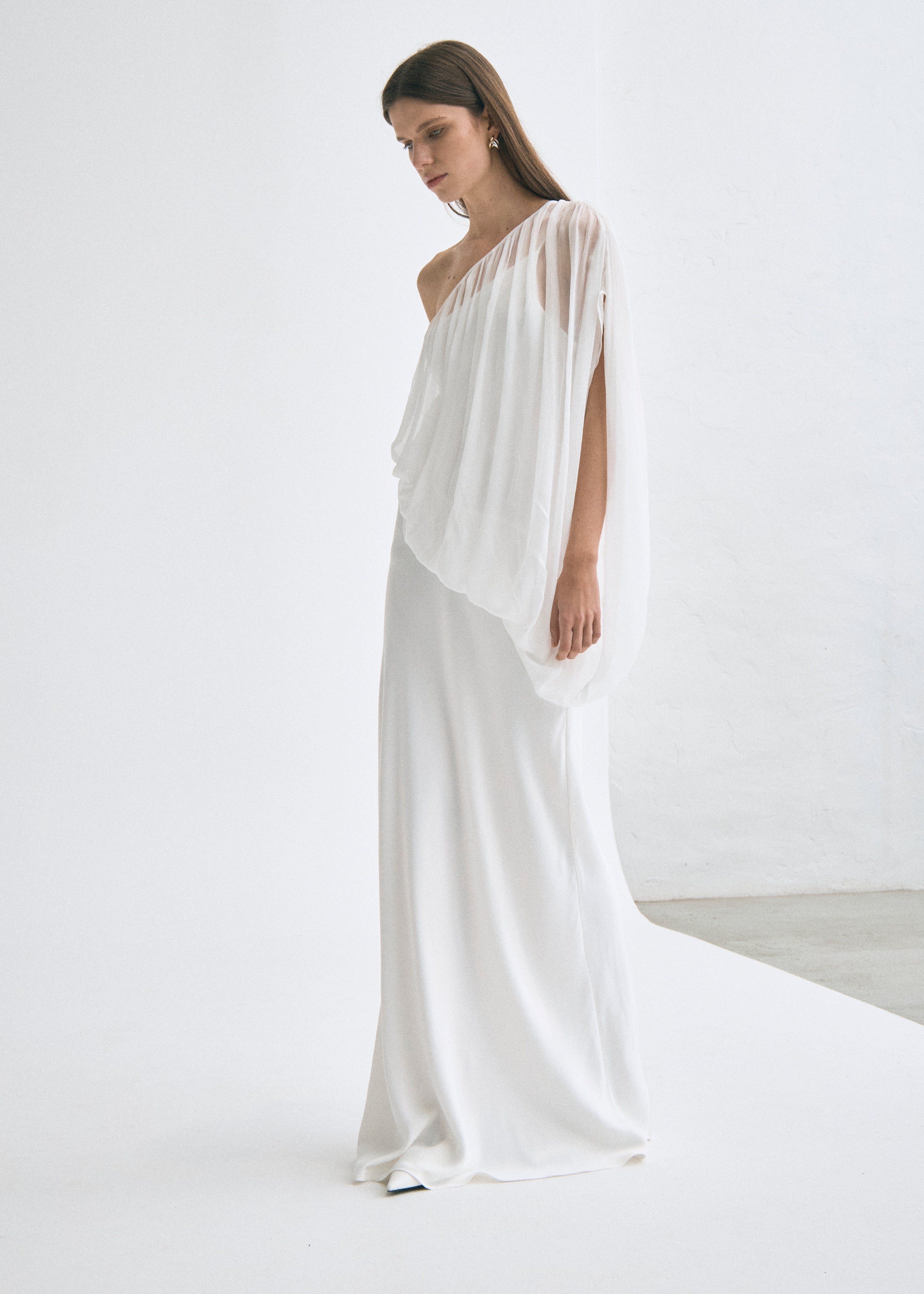 Cloud One-Shoulder Bias-Cut Sateen Dress