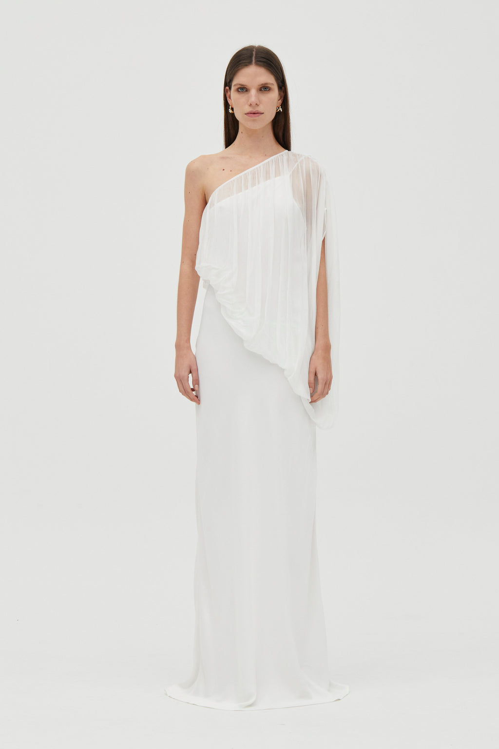 Cloud One-Shoulder Bias-Cut Sateen Dress