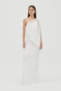 Cloud One-Shoulder Bias-Cut Sateen Dress