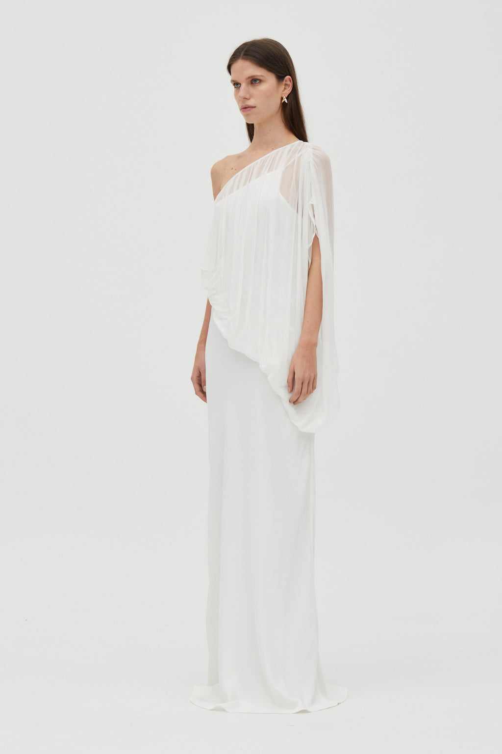 Cloud One-Shoulder Bias-Cut Sateen Dress