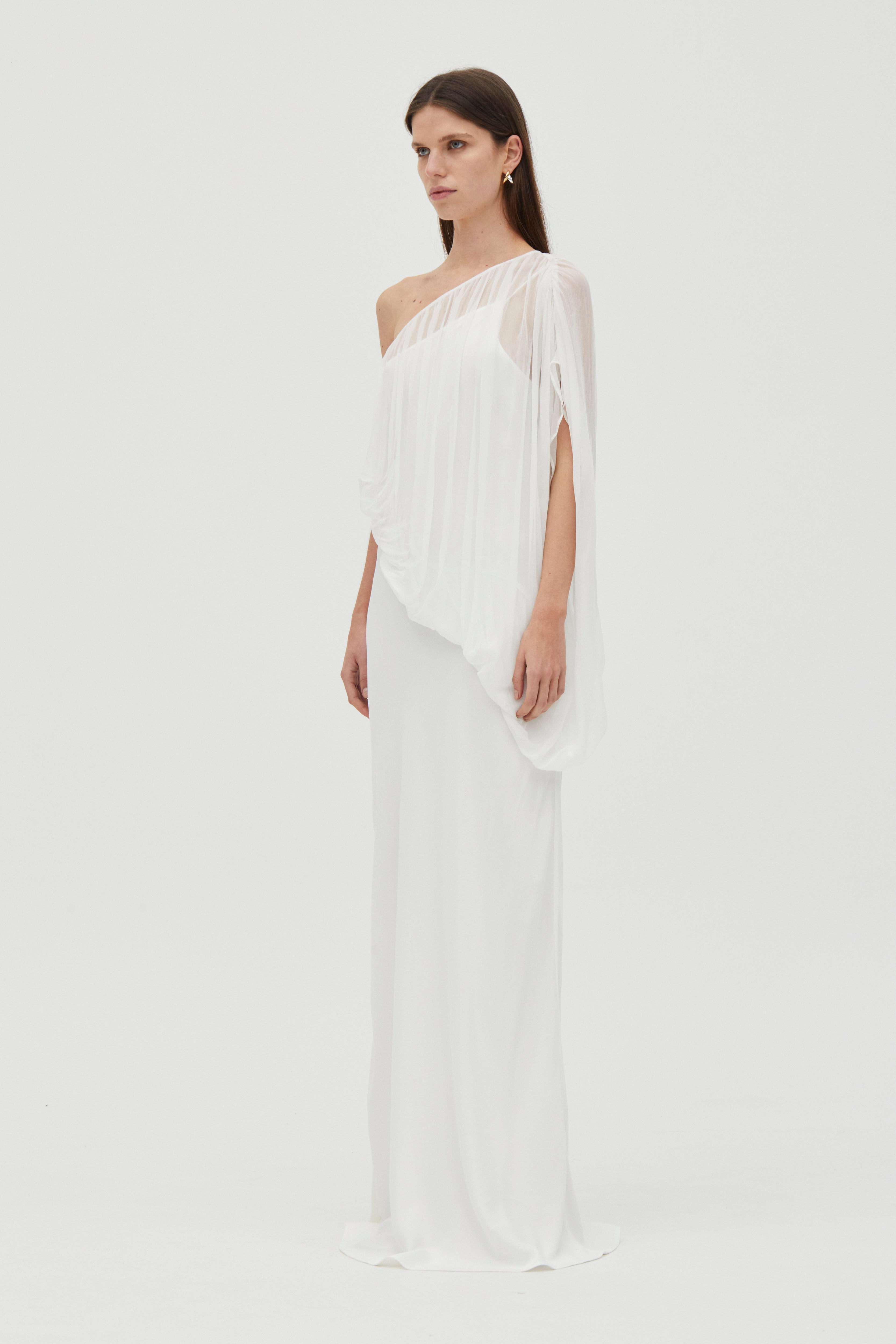 Cloud One-Shoulder Bias-Cut Sateen Dress