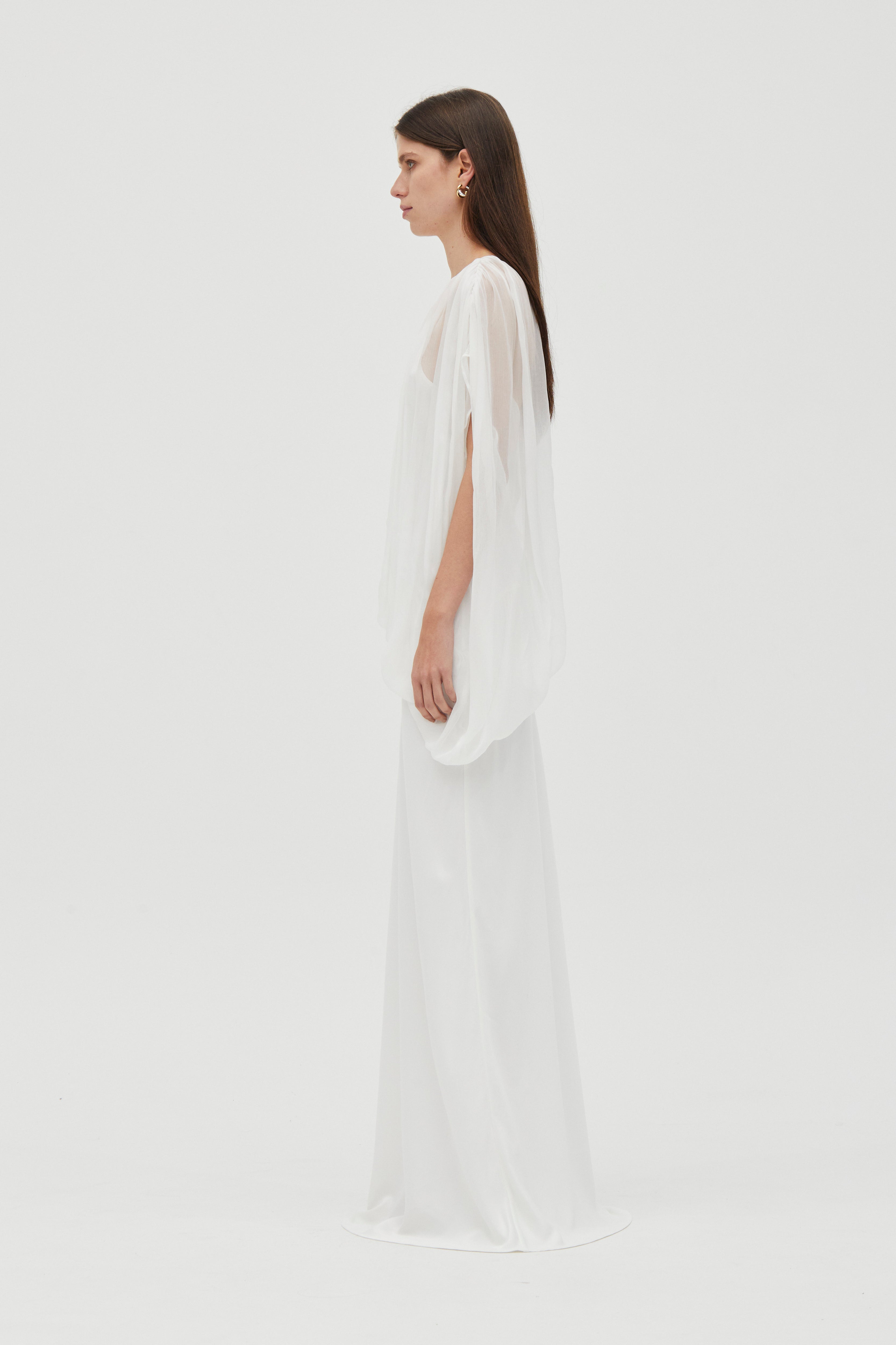 Cloud One-Shoulder Bias-Cut Sateen Dress