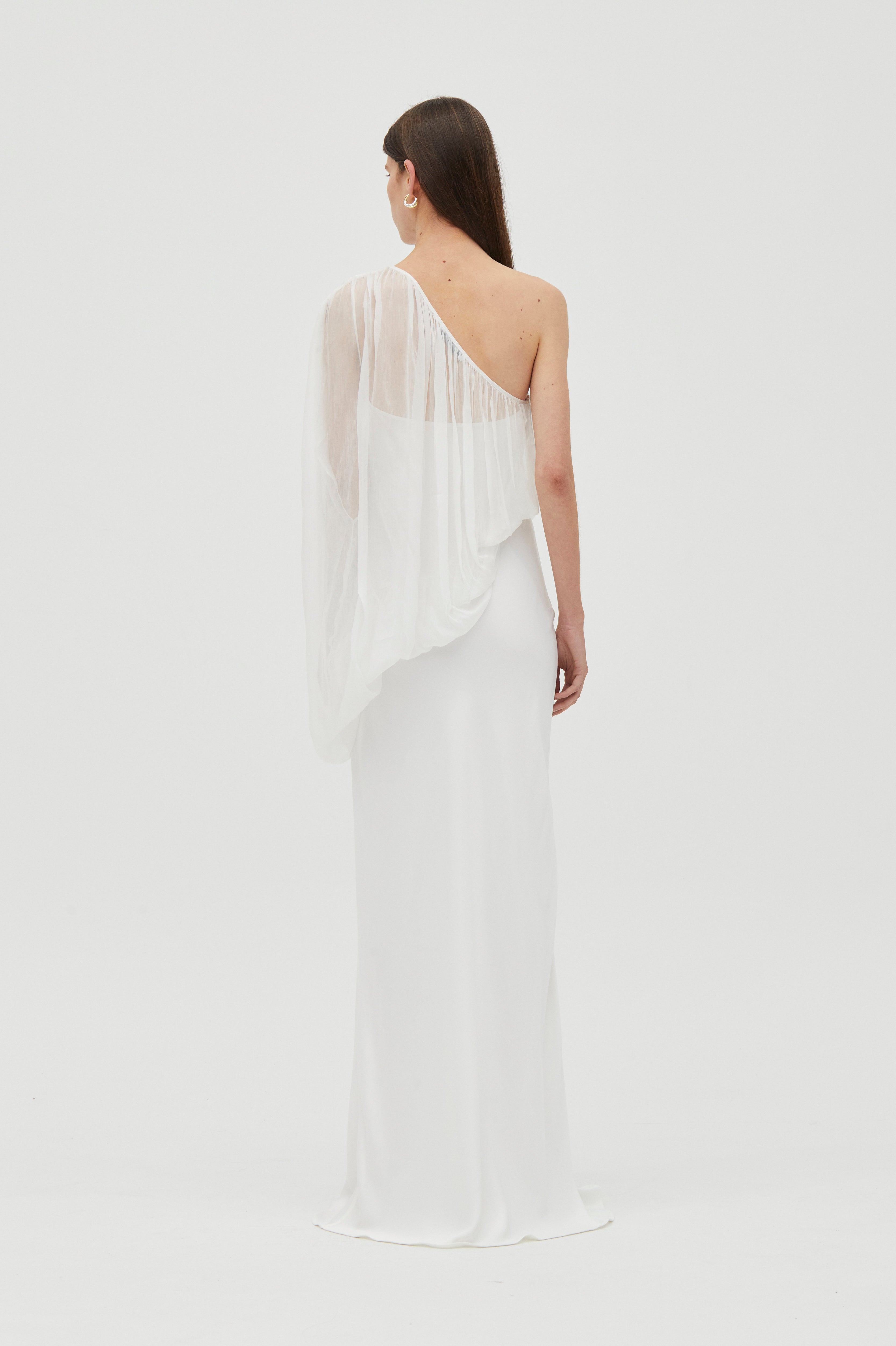 Cloud One-Shoulder Bias-Cut Sateen Dress