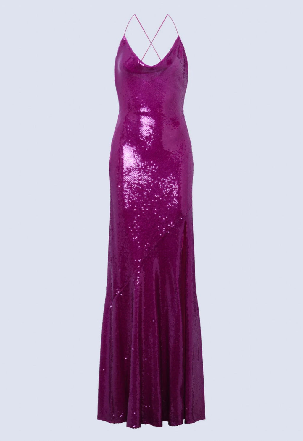 Radiant Fuchsia High-Gloss Sequin Sleeveless Gown
