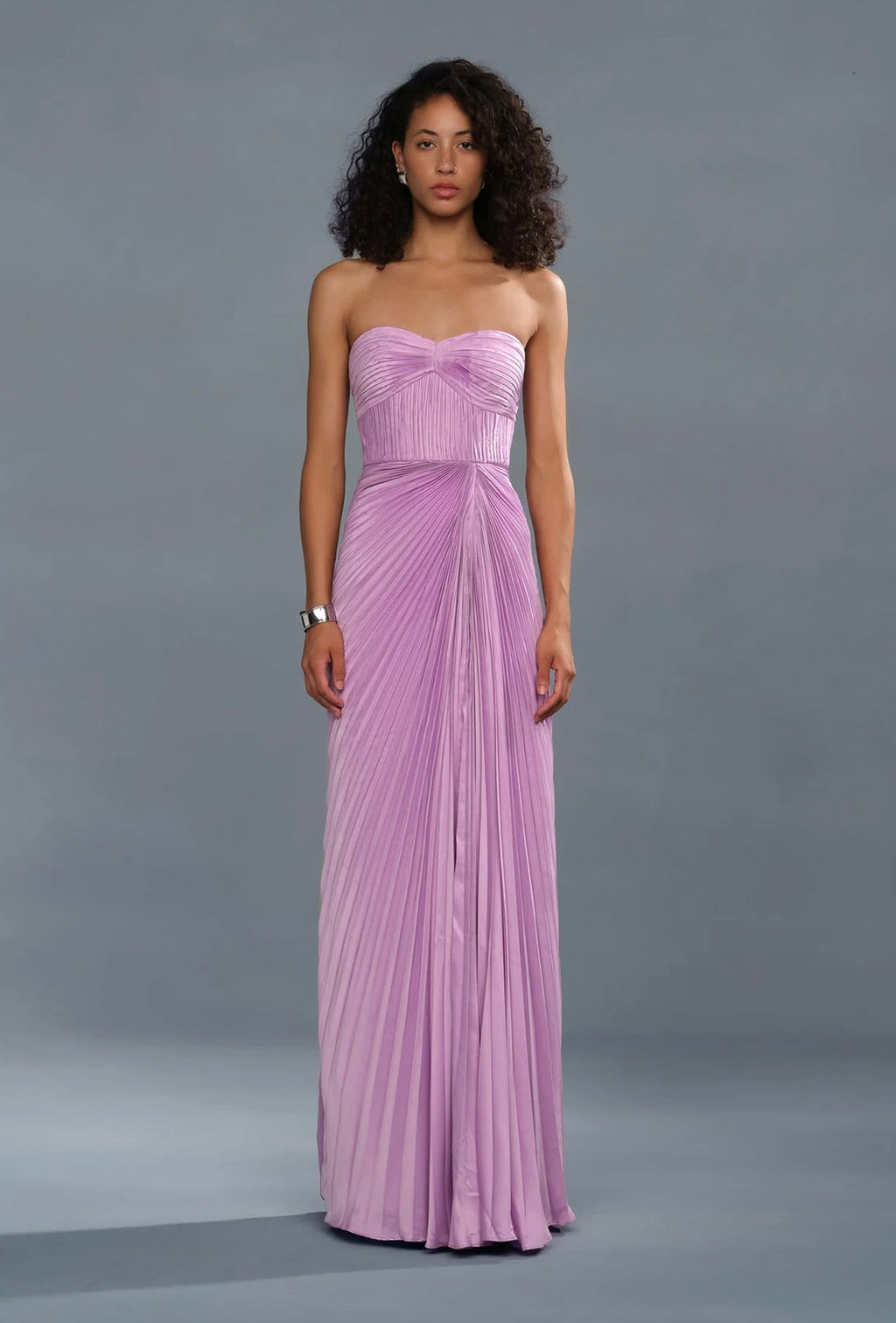 Pink Hyacinth Strapless Pleated A-Line Gown