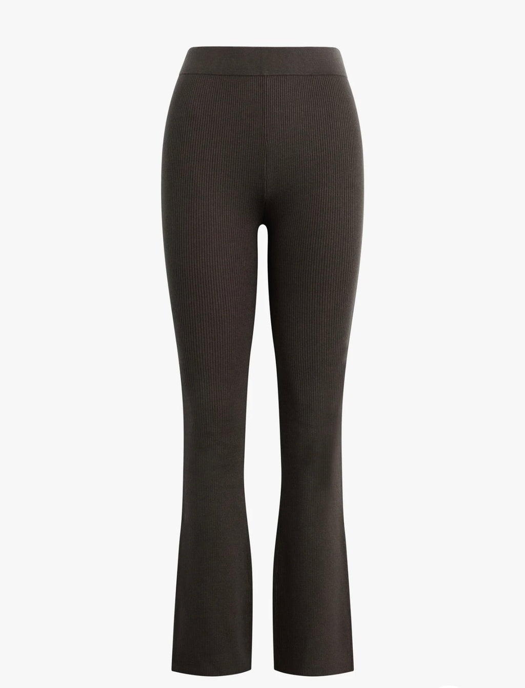 Charcoal High-Rise Rib-Knit Pull-On Pants