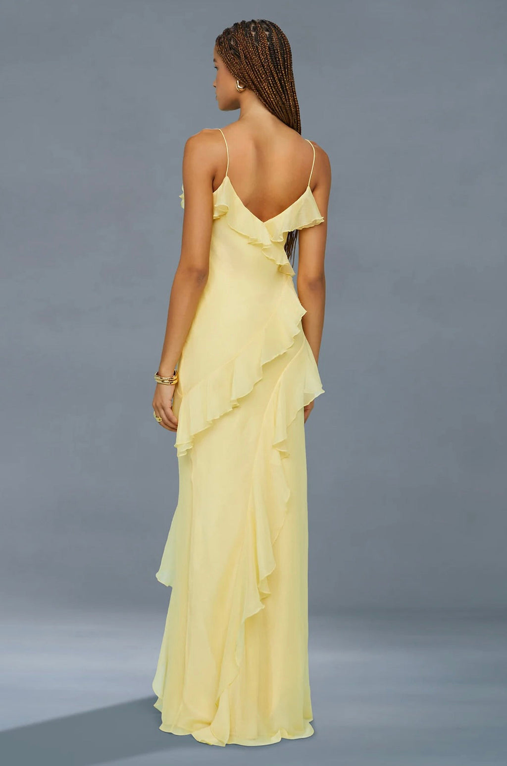 Lotus Bias-Cut Crinkle Chiffon Gown