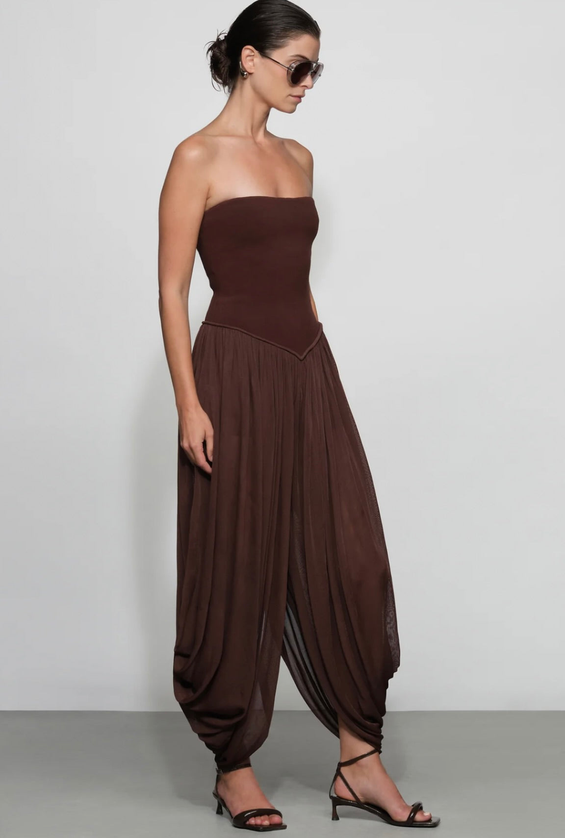 Strapless Draped Rayon One-Piece