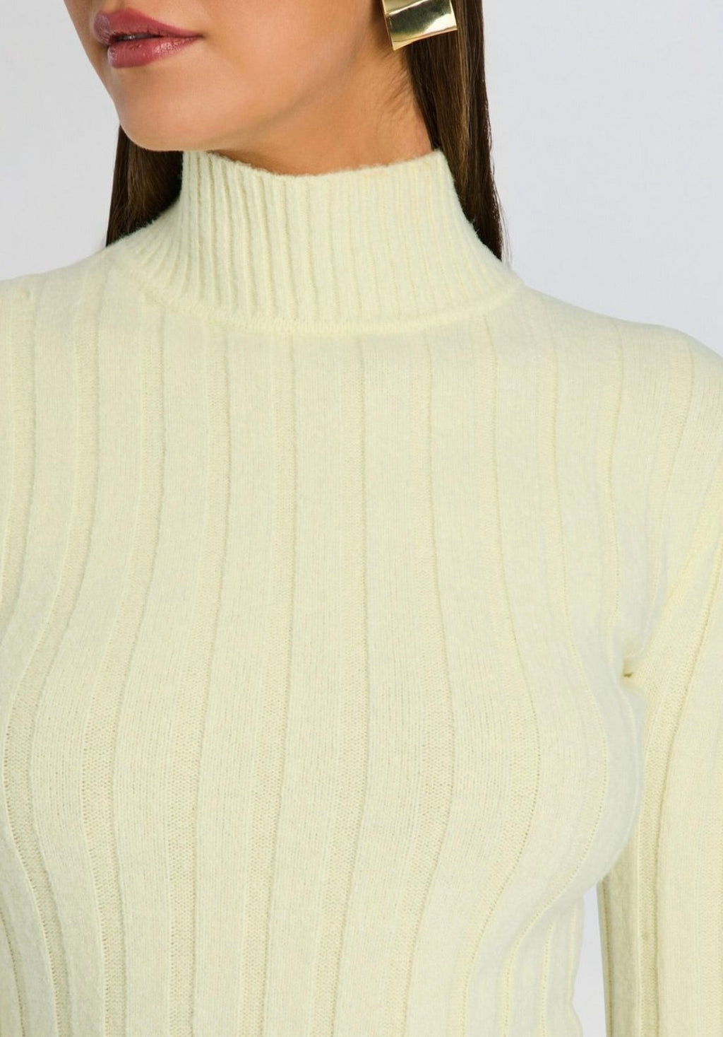 ‌Pastel Yellow Mock Neck Tunic