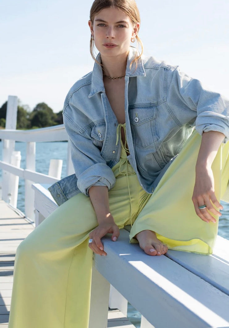 Long-Sleeve Denim Button Jacket