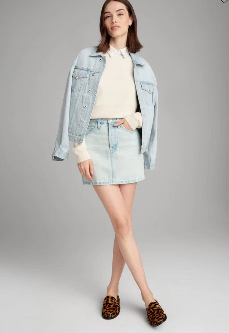 Long-Sleeve Denim Button Jacket