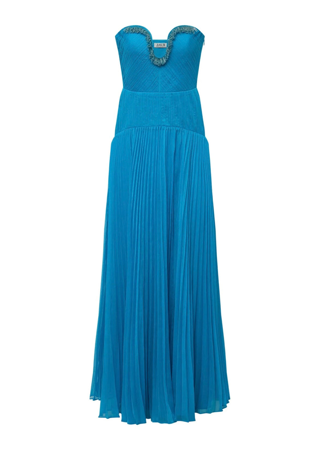 Azura Strapless 3D Beaded Pleated Floor-Length Gown