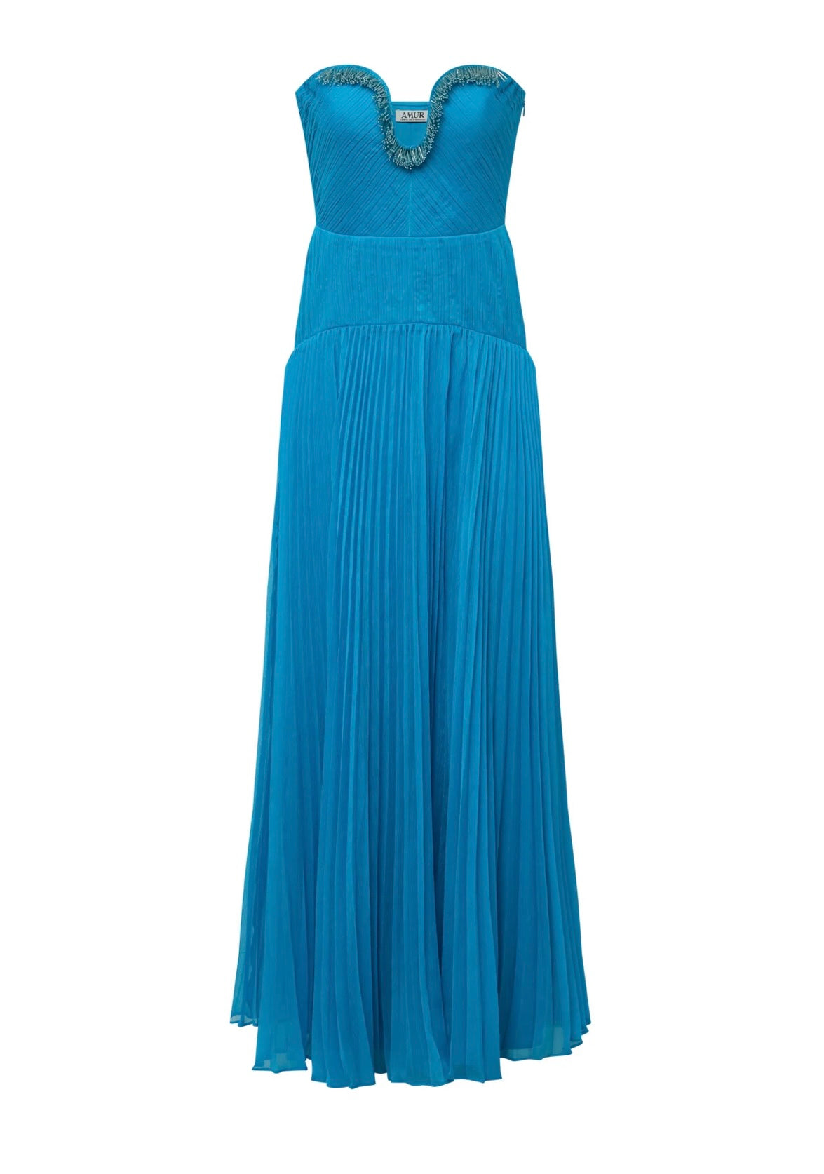 Azura Strapless 3D Beaded Pleated Floor-Length Gown