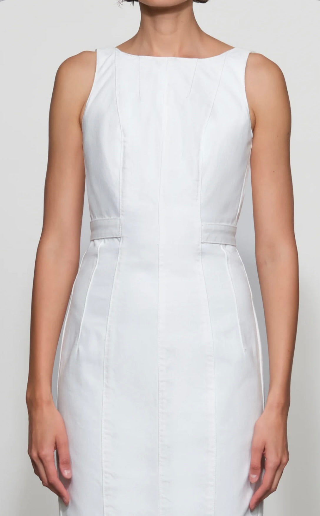 White Architectural Denim Midi