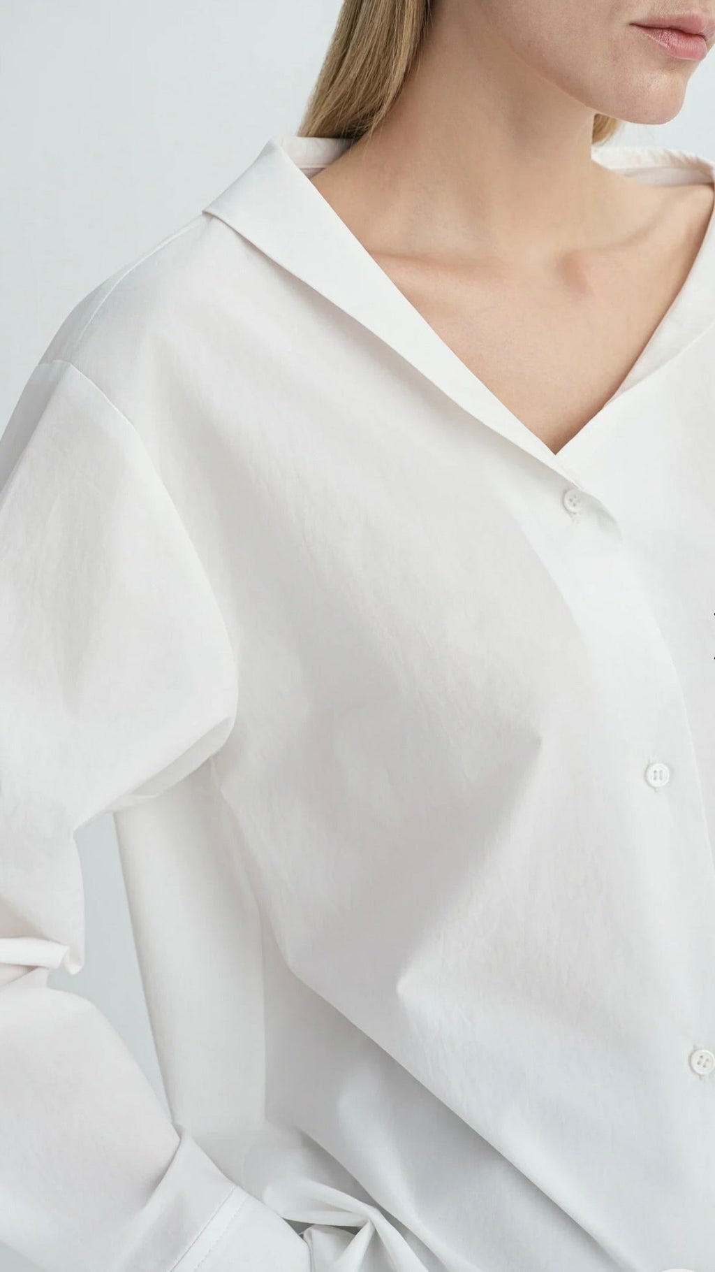 White Asymmetric-Collar Cotton Shirt