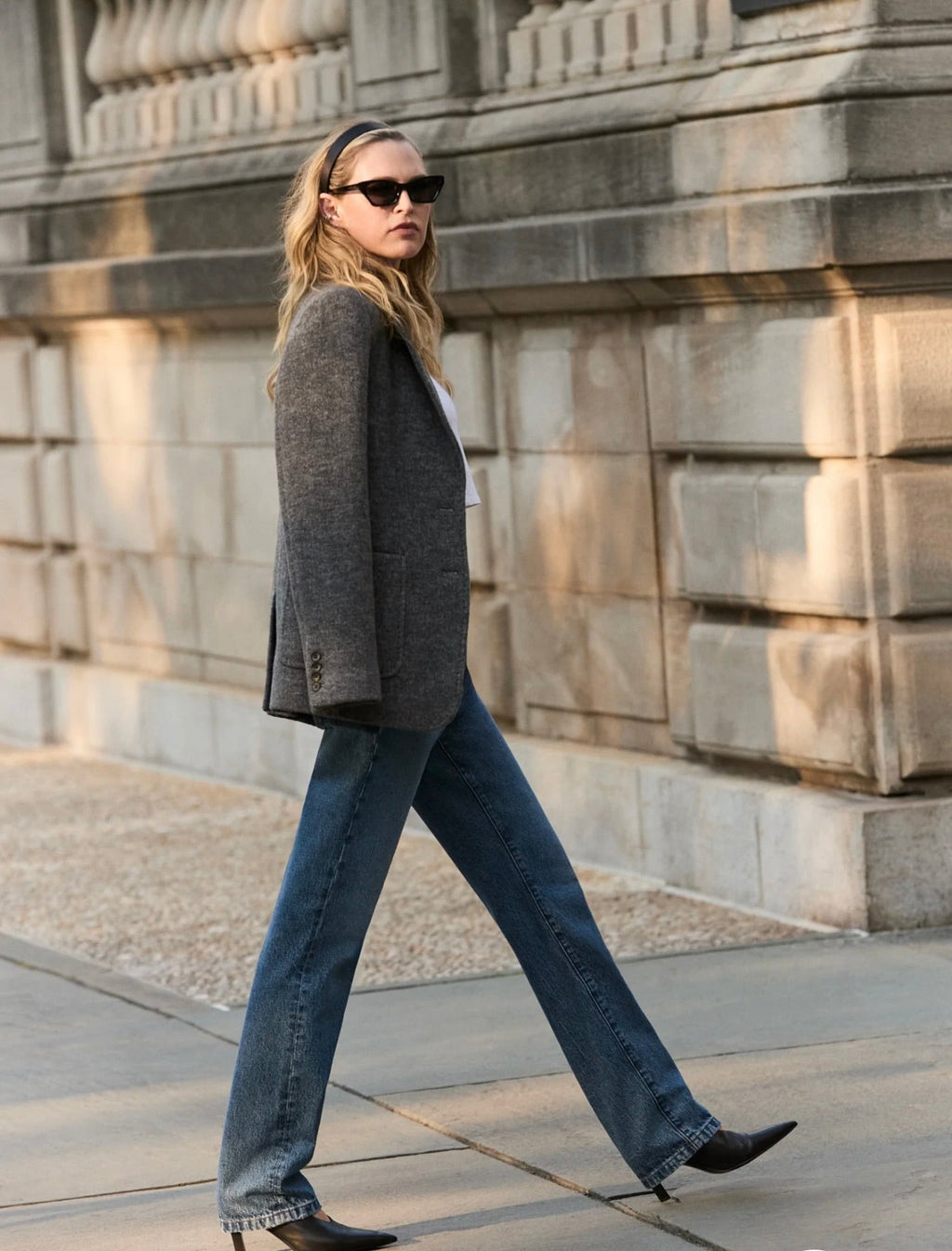 Low-Rise Vintage Medium-Blue Slim-Straight Denim