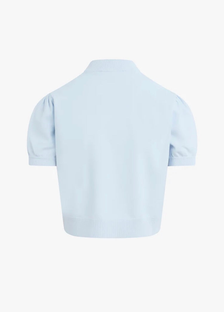 Sky Blue Puffed Sleeve Cardigan