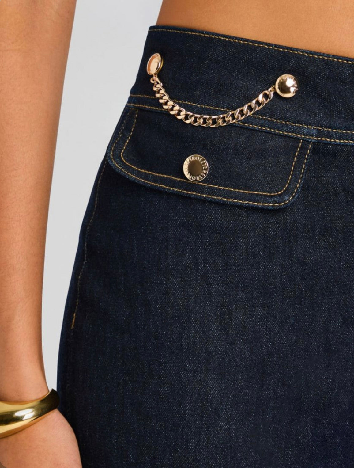  Indigo Mid-Rise Flared Denim