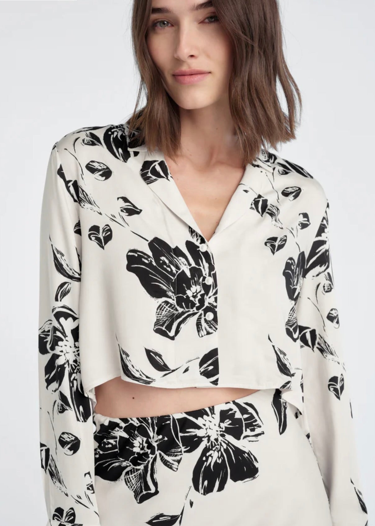 ‌Vintage Floral Satin Blouse