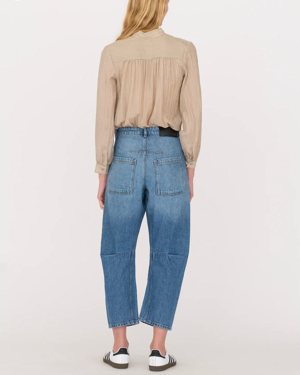 Breathable Barrel-Leg Jean with Easy Waist Fit