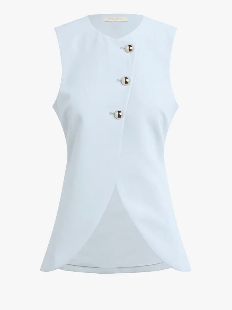 Silver Dome-Button Lightweight Vest