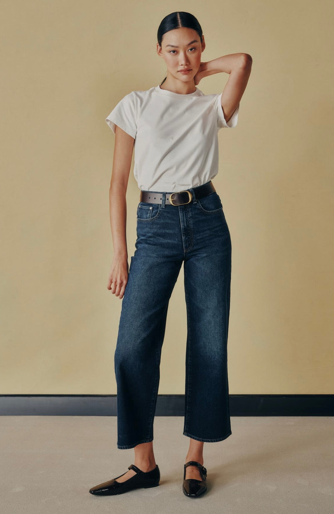 Artfully Whiskered Dark Sea Denim with Polished Hardware