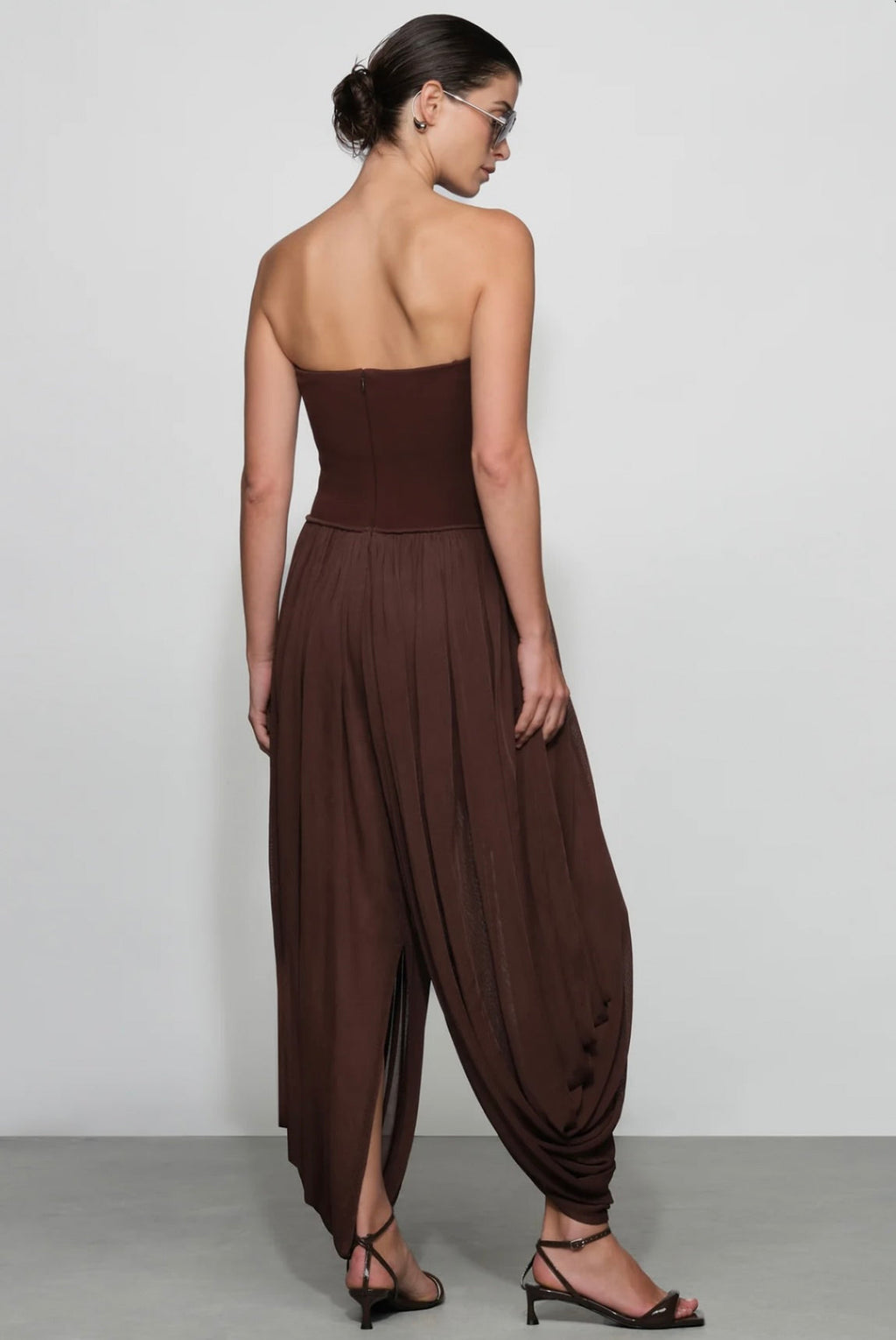 Strapless Draped Rayon One-Piece