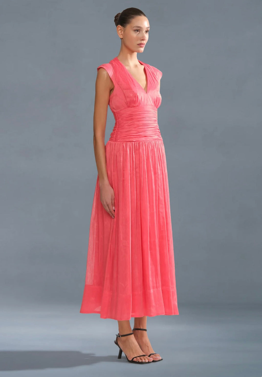 Cap-Sleeve A-Line Open-Back Breathable Midi