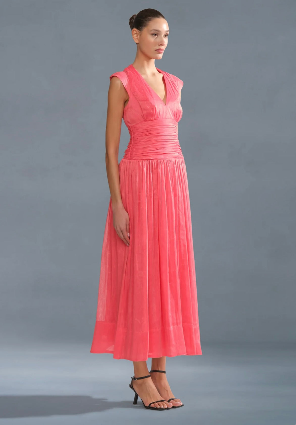 Cap-Sleeve A-Line Open-Back Breathable Midi