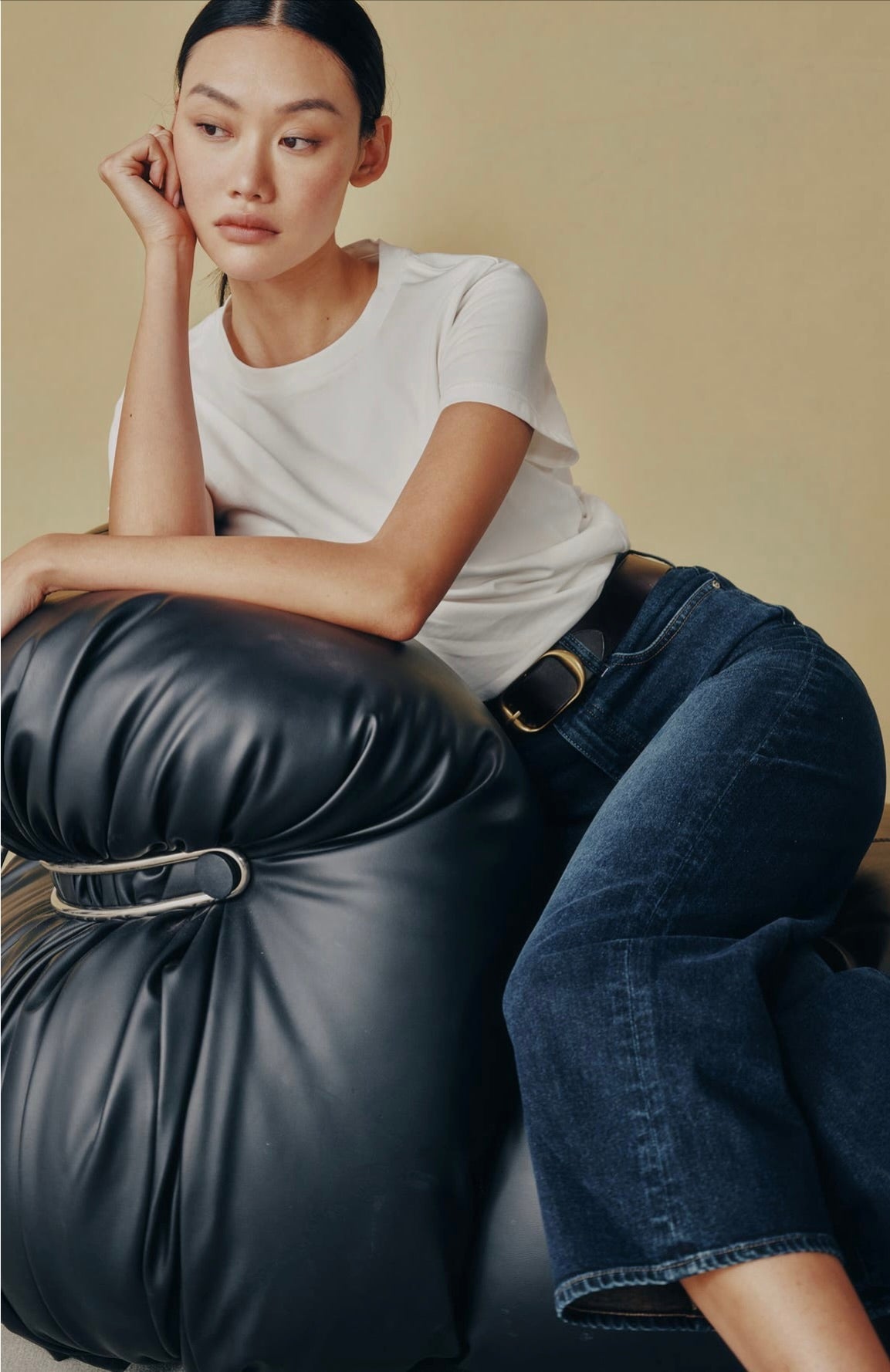 Artfully Whiskered Dark Sea Denim with Polished Hardware