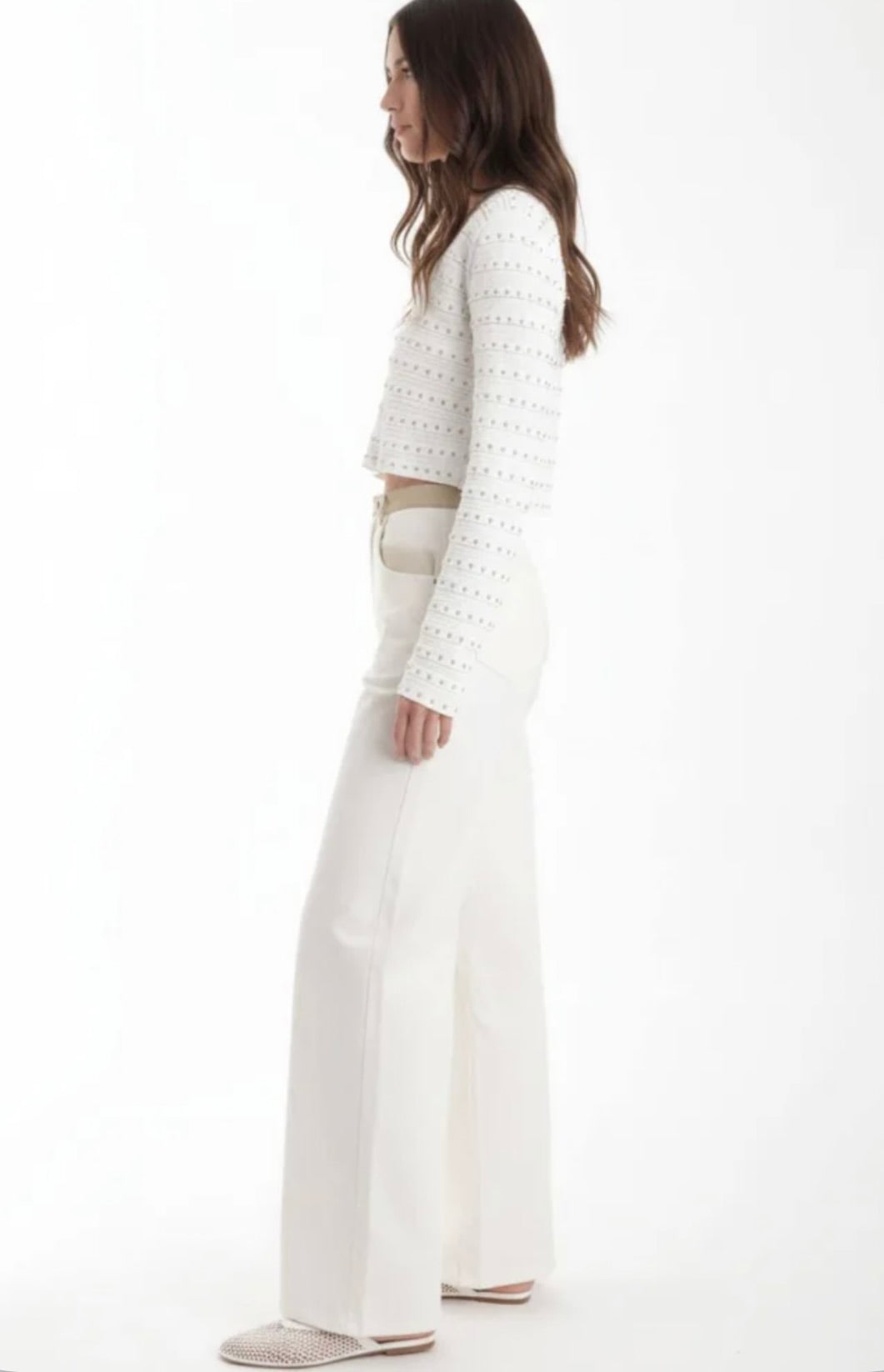 ‌White Studded Cardigan